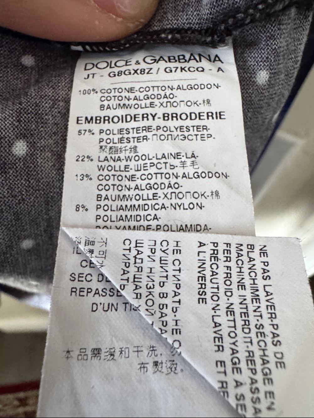 Dolce & Gabbana Black Polka Dot #dgfamily Embroidered Tee - Picture 5 of 6